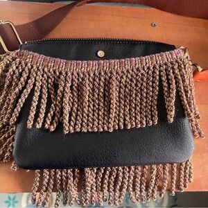 Black and Brown Fringe Women Bag